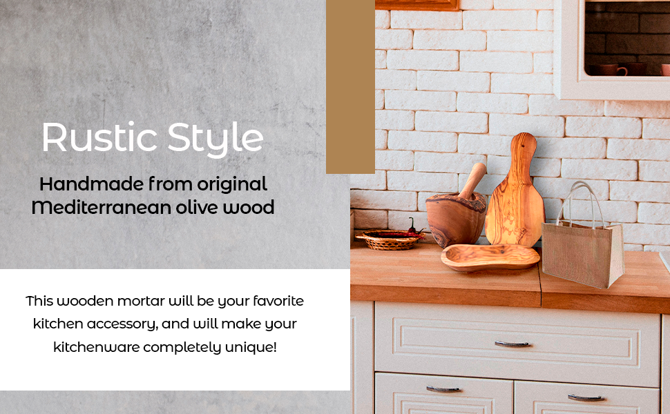Olive Wood Rustic Mortar & Pestle