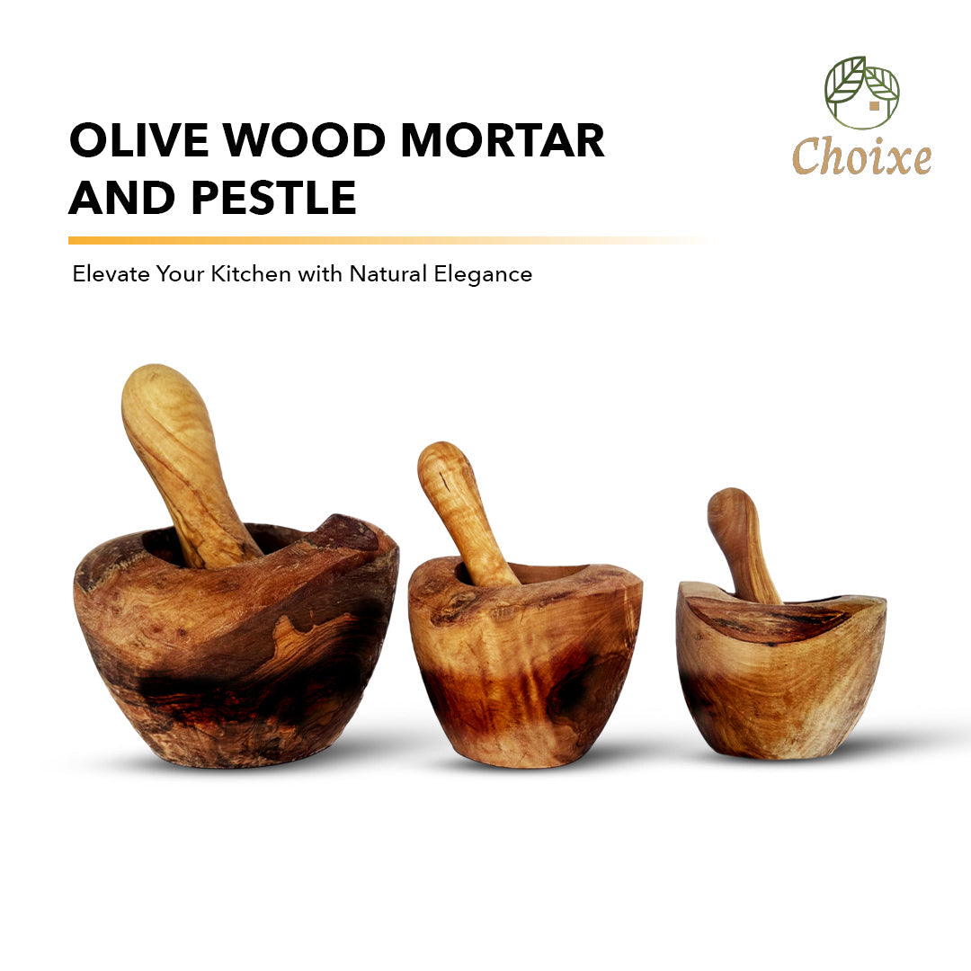 Olive Wood Rustic Mortar & Pestle