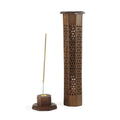 12-Inch Hand-Carved Wooden Tower Incense Burner